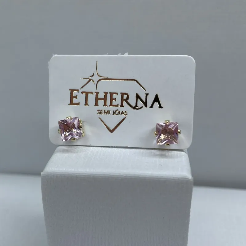 BRINCO QUADRADO ZIRCONIA CRISTAL PEQUENA