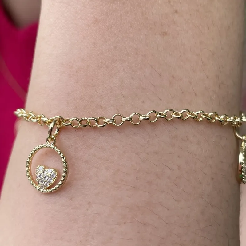PULSEIRA 3 CORAÇÃO PENDURADO CRAVEJADO
