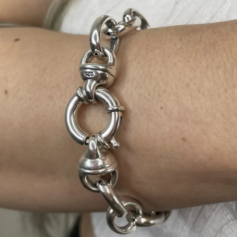 PULSEIRA PRATA ELO AVAL GROSSO