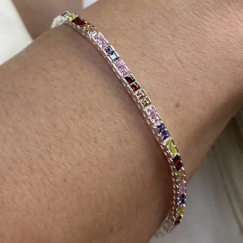 PULSEIRA PRATA RIVIERA CRAVAÇÃO INGLESA COLORS