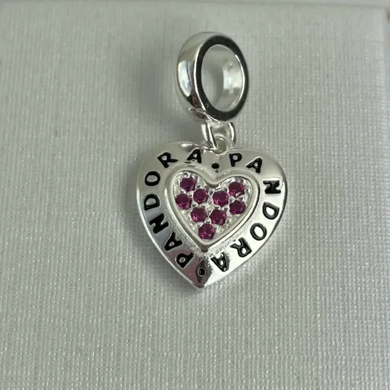 BERLOQUE PANDORA CORAÇÃO CRAVEJADO ROSA