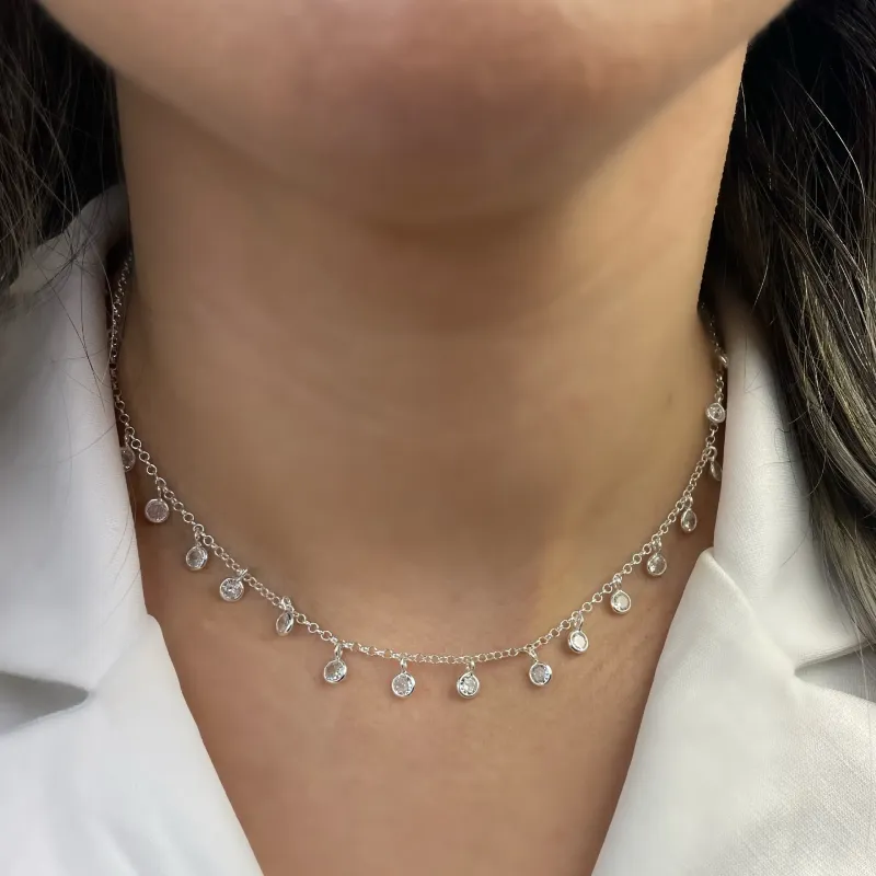 CHOKER PRATA PONTOS DE LUZ PONTOS DE LUZ PENDURADOS