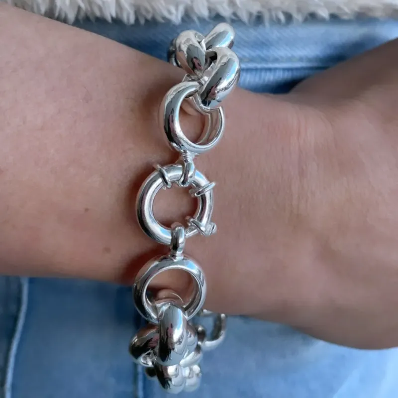 PULSEIRA PRATA ITALIANA ELO OCO 14MM