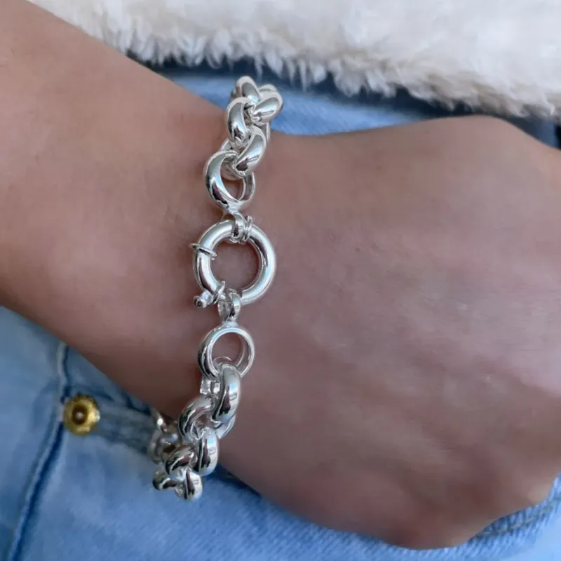 PULSEIRA PRATA ITALIANA ELO OCO 9MM