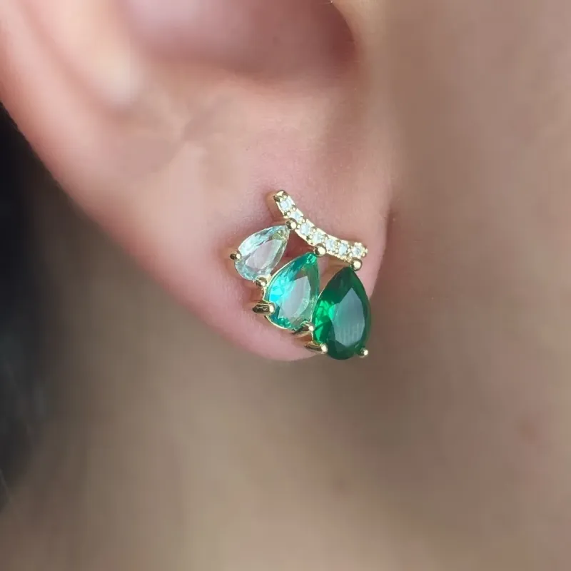 BRINCO EAR CUFF GOTAS VERDES DEGRADE