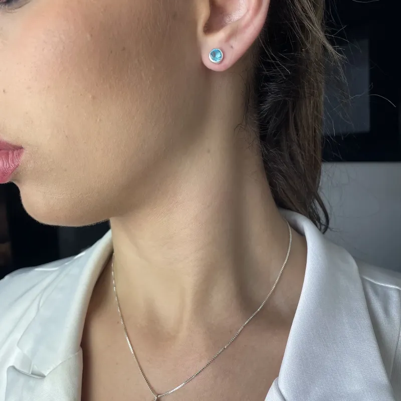 CONJUNTO PRATA PONTO DE LUZ AZUL