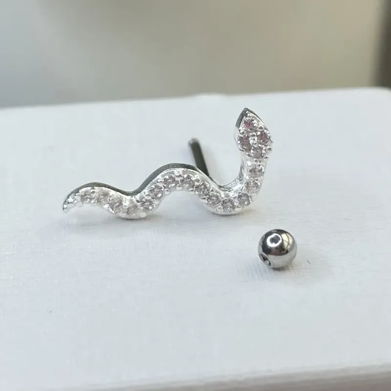 PIERCING PRATA COBRA CRAVEJADA