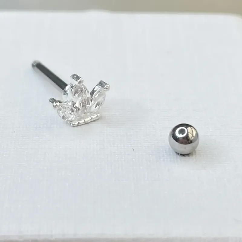 PIERCING PRATA COROA CRISTAL