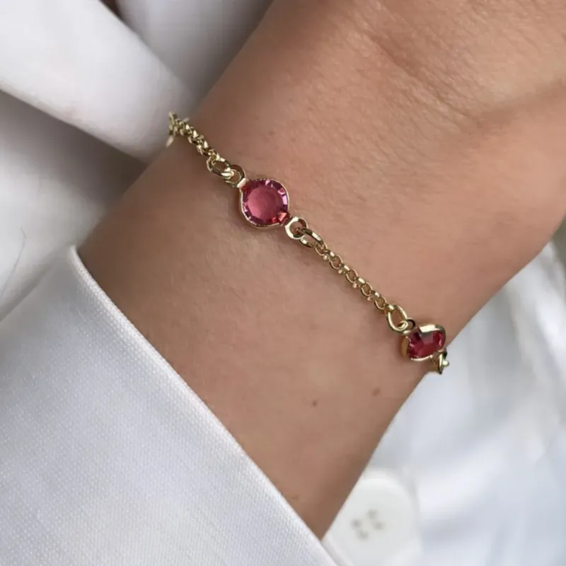PULSEIRA TIFANY PEDRA ROSA