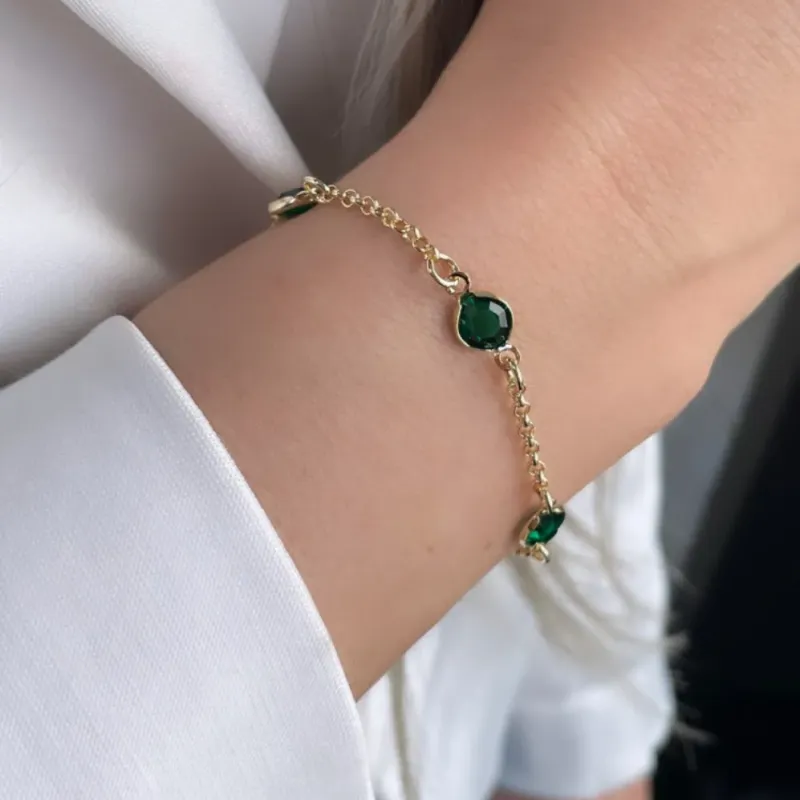 PULSEIRA TIFANY PEDRA VERDE