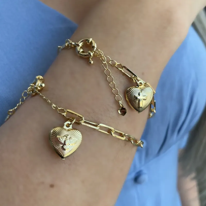 PULSEIRA CORAÇÃO COM CRUZ E ESPÍRITO SANTO