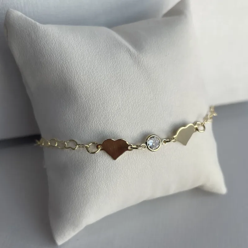 PULSEIRA INFANTIL CORAÇÃO COM PONTO DE LUZ CRISTAL