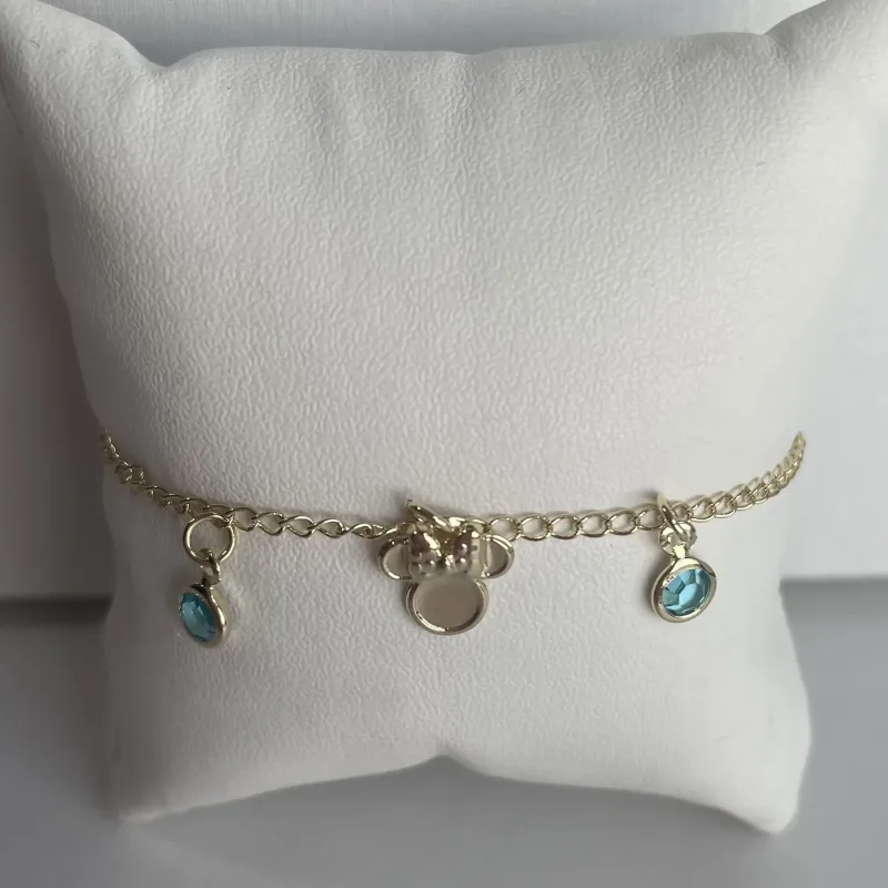 PULSEIRA INFANTIL MINIE E PEDRA AZUL