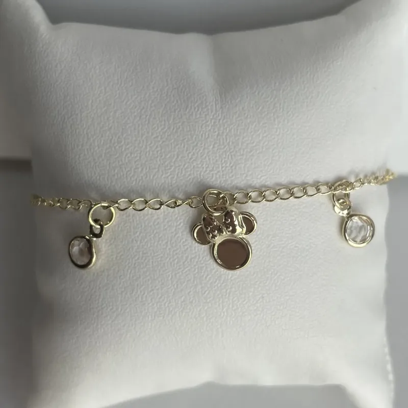 PULSEIRA INFANTIL MINIE E PEDRA CRISTAL