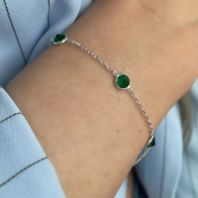PULSEIRA PRATA PEDRA VERDE