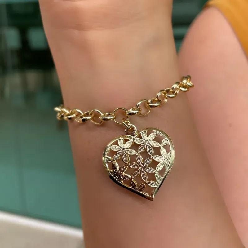 PULSEIRA ELO PORTUGUES CORAÇÃO TRABALHADO