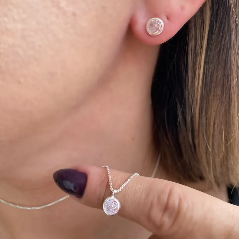 CONJUNTO PRATA PONTO DE LUZ ZIRCONIA CRISTAL