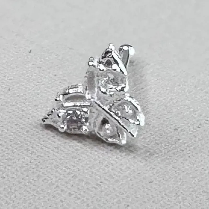 PIERCING PRATA BORBOLETA CRAVEJADA