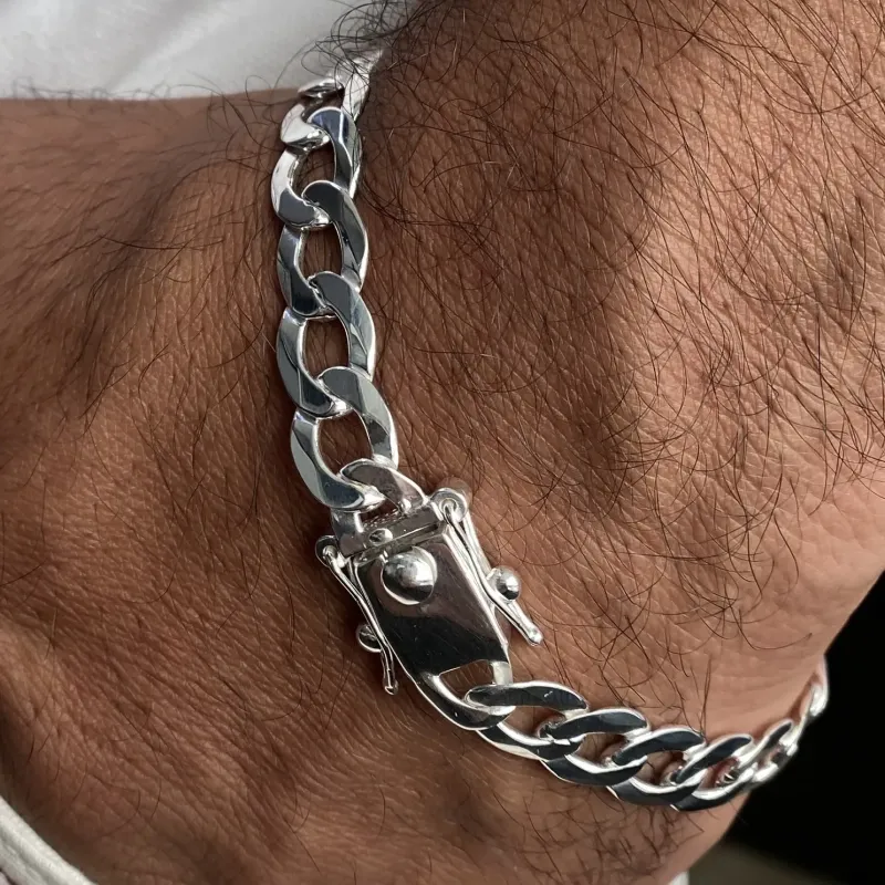 PULSEIRA PRATA GRUMET FECHO GAVETA PEGA LADRÃO F220