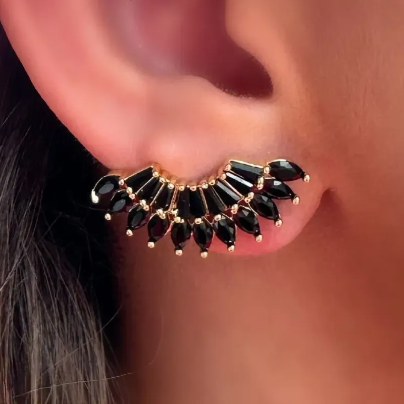 BRINCO EAR CUFF LEQUE ZIRCONIA NEGRA