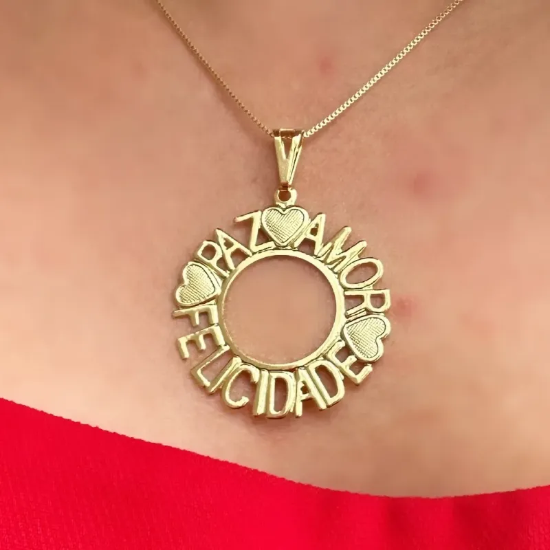 GARGANTILHA MANDALA PAZ AMOR FELICIDADE
