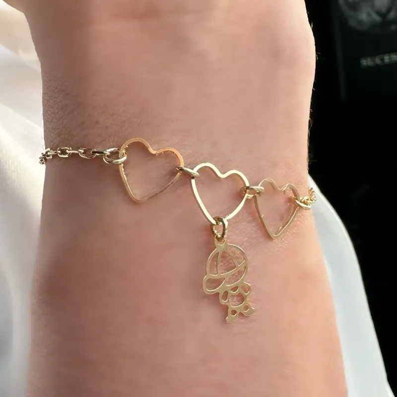 PULSEIRA 3 CORAÇÕES COM MENINO VAZADA