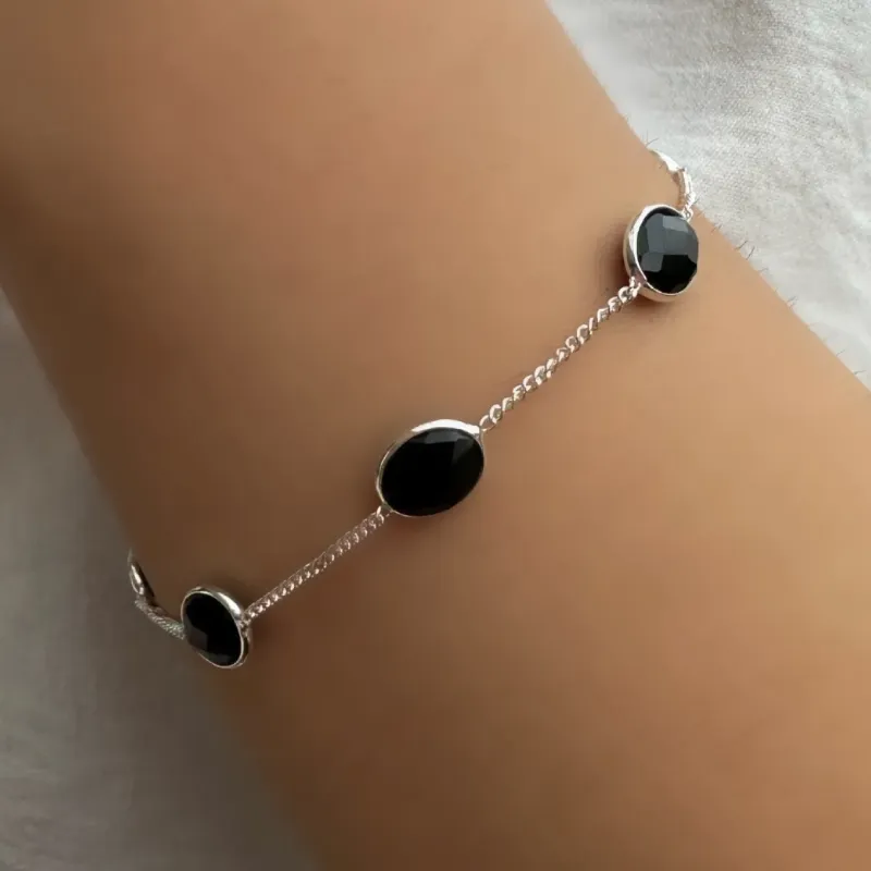 PULSEIRA PRATA PEDRA ONIX