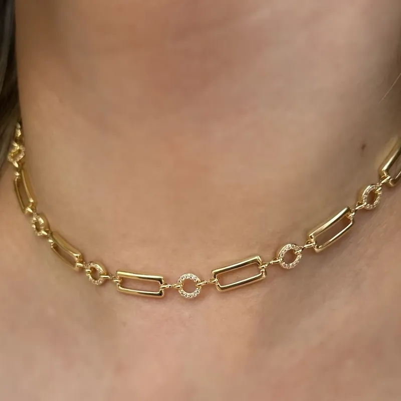 CHOKER ELOS CRAVEJADOS E LISOS