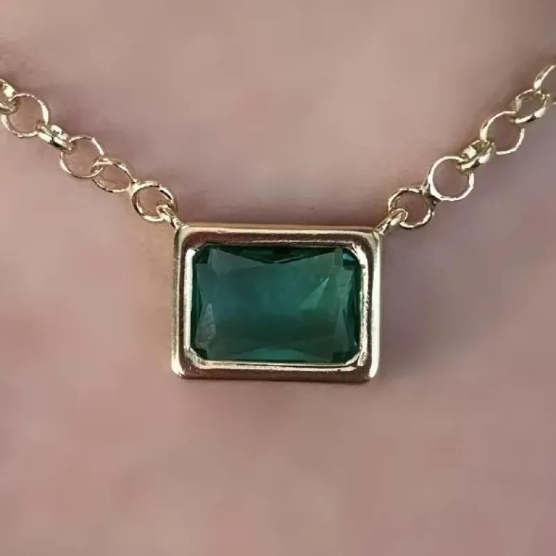 GARGANTILHA ELO PORTUGUES PEDRA VERDE
