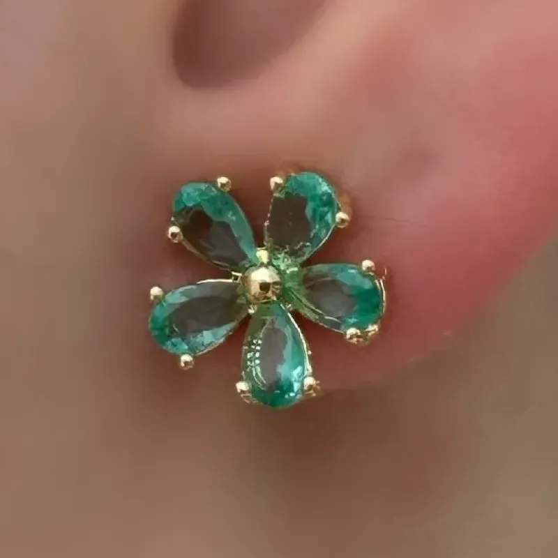 BRINCO FLOR ZIRCONIAS AQUAMERINE