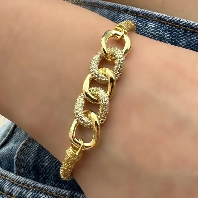 PULSEIRA GRUMET ELO ELO CRAVEJADO E LISO