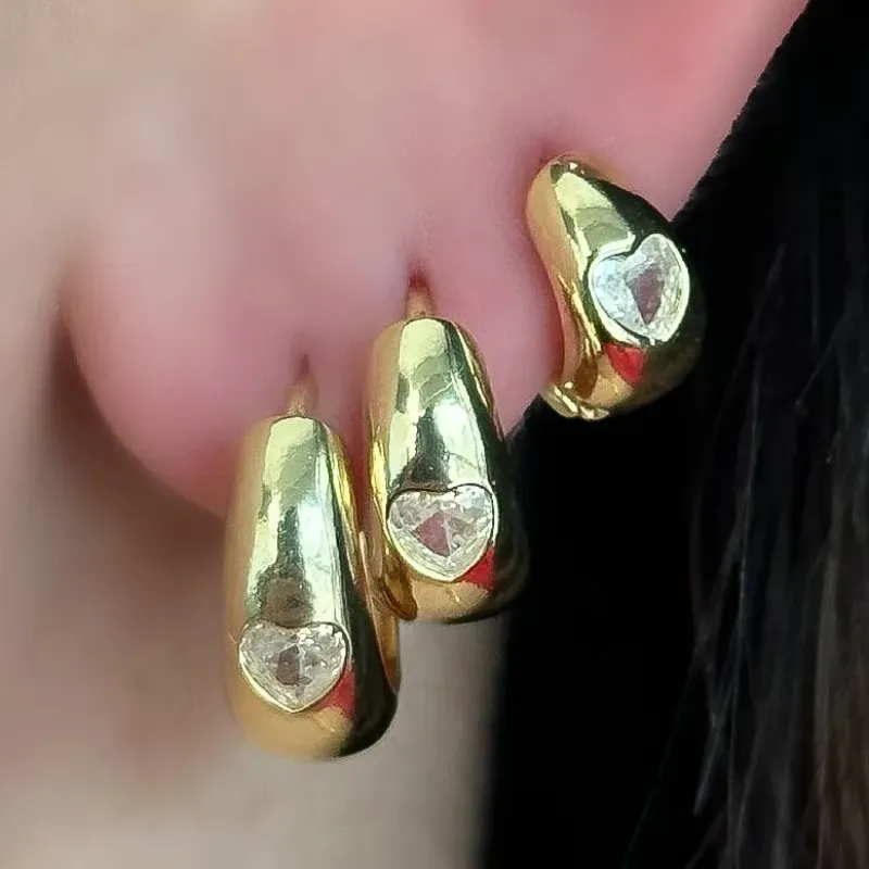 BRINCO TRIO AGOLA LISA COM ZIRCONIA CORAÇÃO