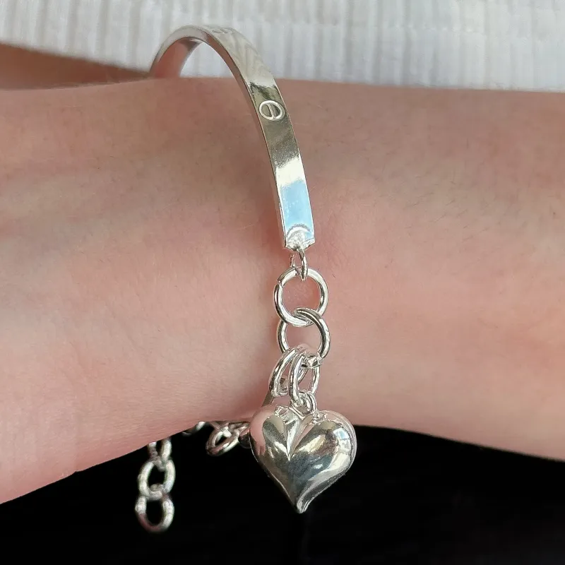 PULSEIRA PRATA ISPIRAÇÃO CARTIER CORAÇÃO