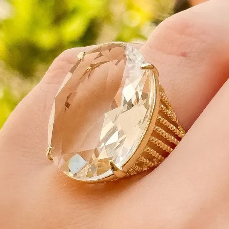 ANEL PEDRA OVAL CRISTAL INSPIRAÇÃO ANA AMORIM