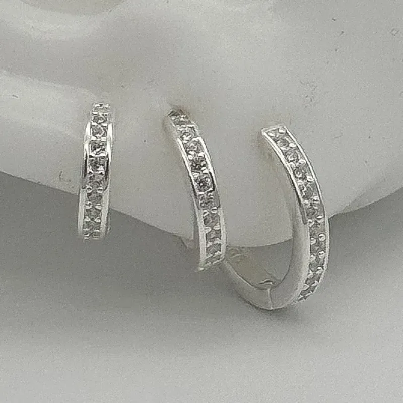 BRINCO PRATA TRIO ARGOLA CRAVEJADA