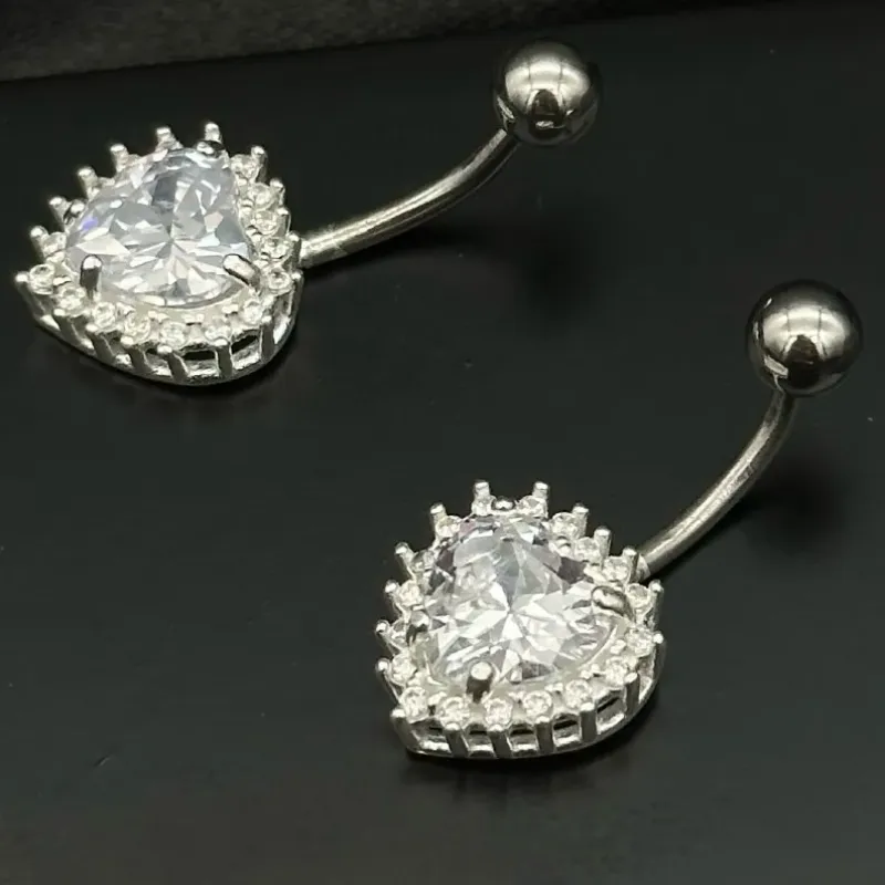 PIERCING PRATA CORAÇÃO CRAVEJADO
