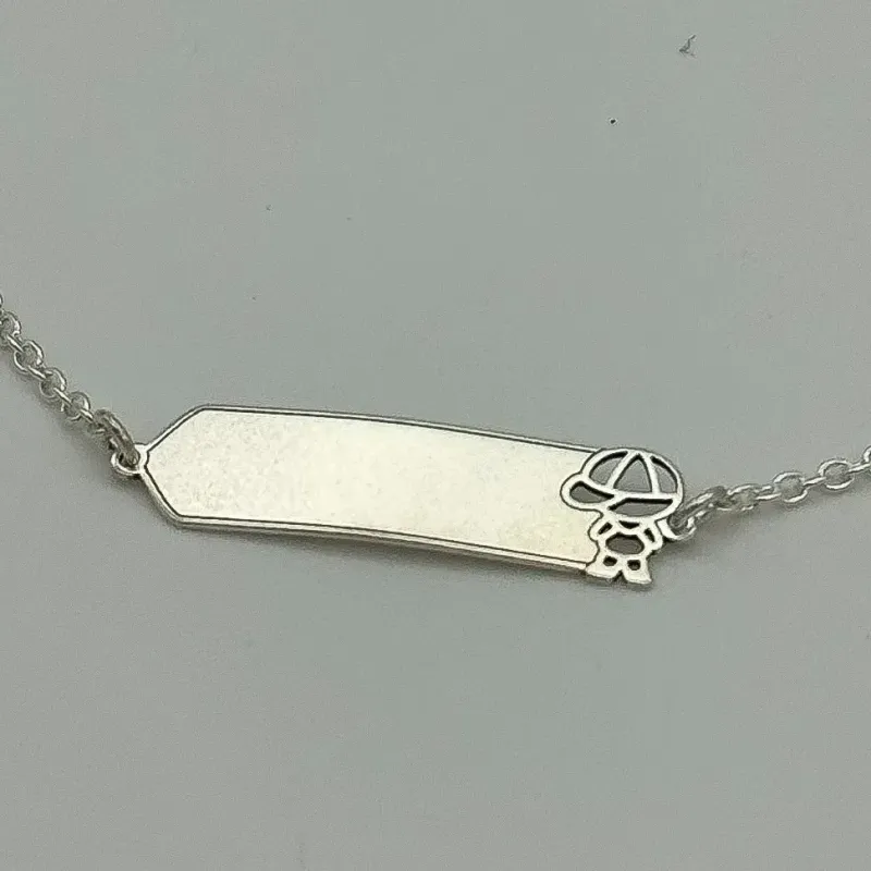 PULSEIRA PRATA INFANTIL PLAQUINHA MENINO