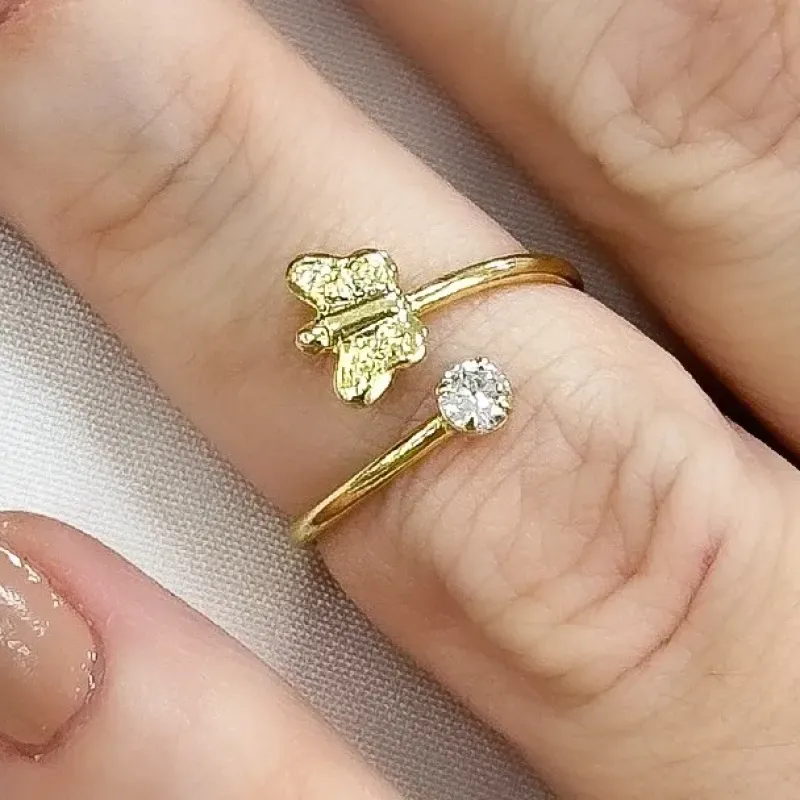 ANEL FALANGE BORBOLETA COM ZIRCONIA