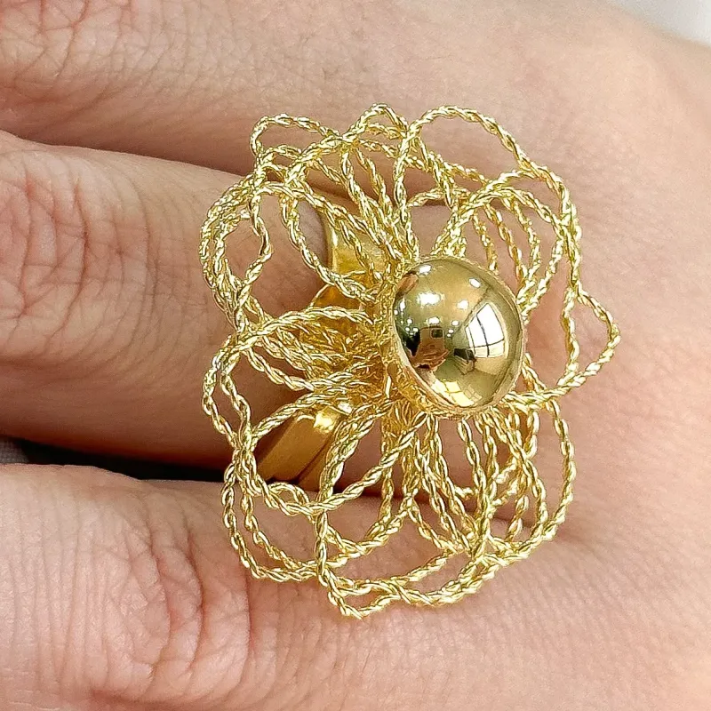 ANEL REGULÁVEL FLOR RENDA COM BOLA