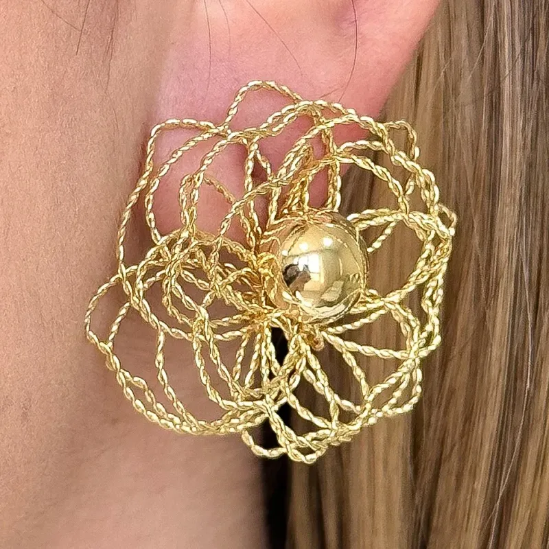 BRINCO FLOR DE RENDA COM BOLA