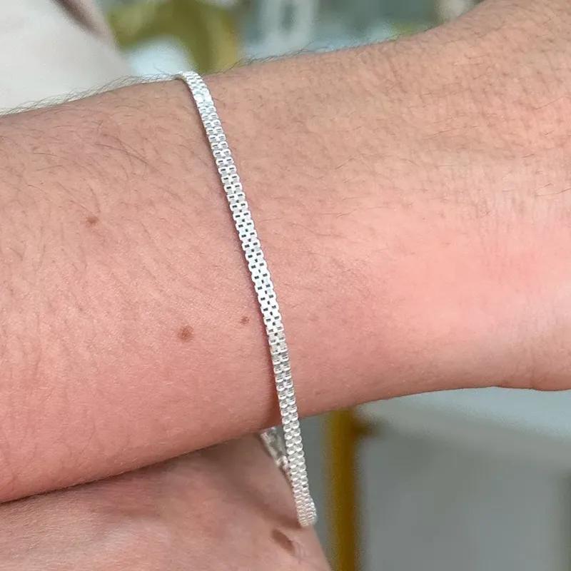 PULSEIRA PRATA VANEZIANA DUPLA V22