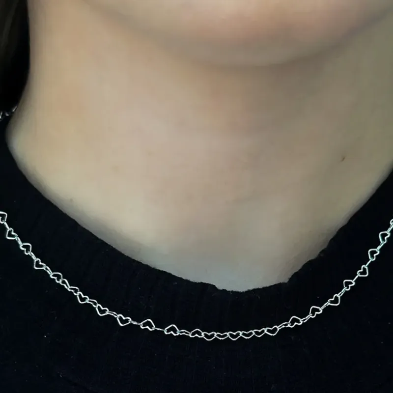 CHOKER PRATA CORAÇÃO VAZADO FIO 045