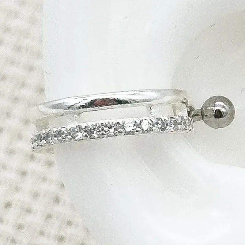 PIERCING PRATA ARGOLA CRAVEJADA COM HASTE
