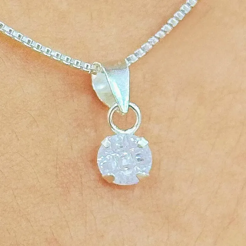 GARGANTILHA PRATA PONTO DE LUZ RISCADO 5MM