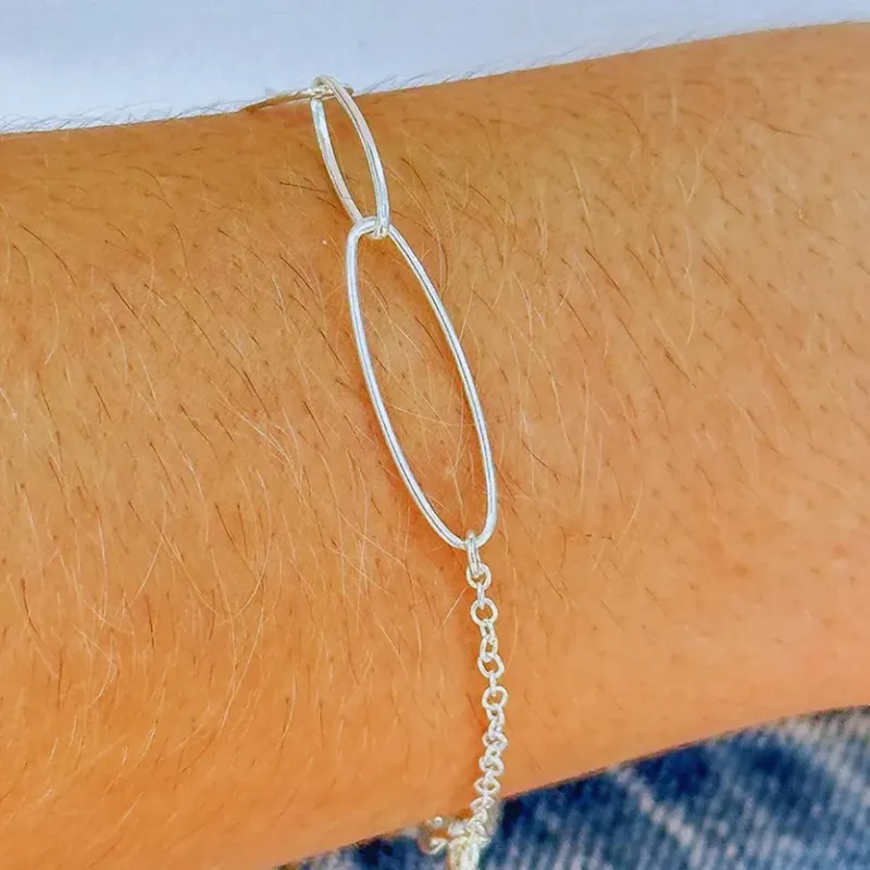 PULSEIRA PRATA ELO OVAL LONGO