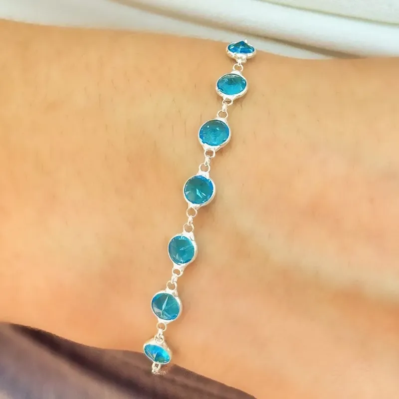 PULSEIRA PRATA PEDRAS AZUL