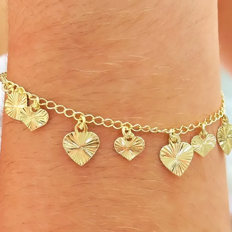 PULSEIRA CORAÇÕES PENDURADOS DIAMANTADOS