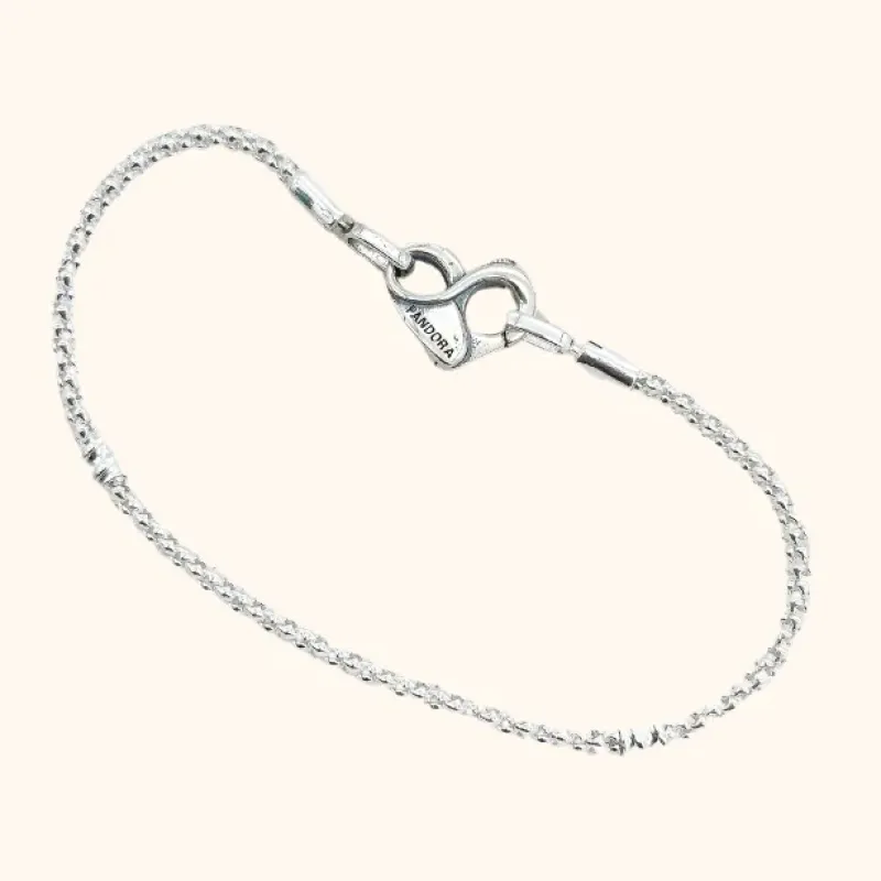 PULSEIRA PRATA PANDORA FECHO CORAÇÃO