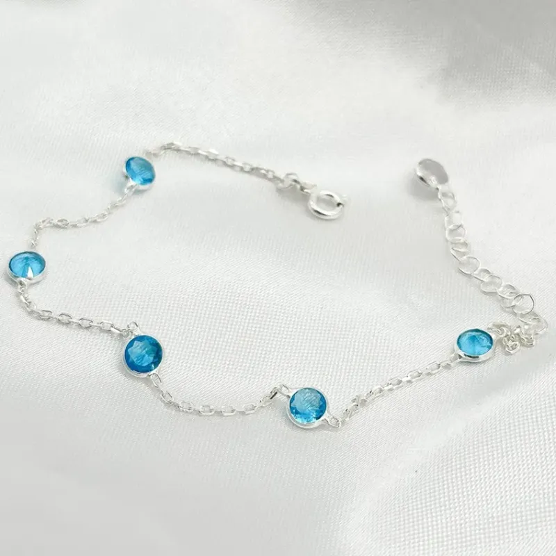 PULSEIRA PRATA PEDRA AZUL