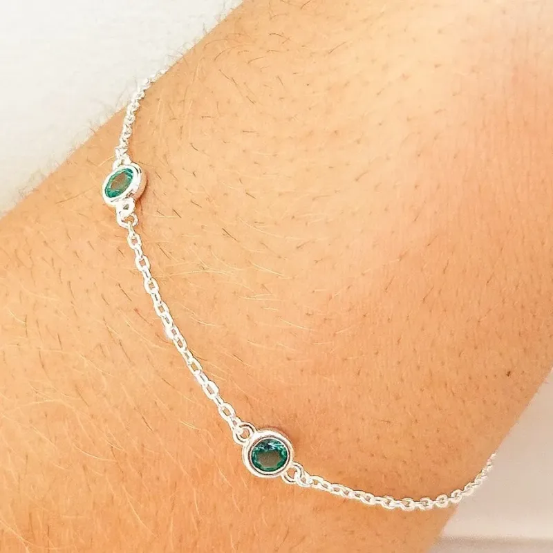PULSEIRA PRATA PEDRA VERDE
